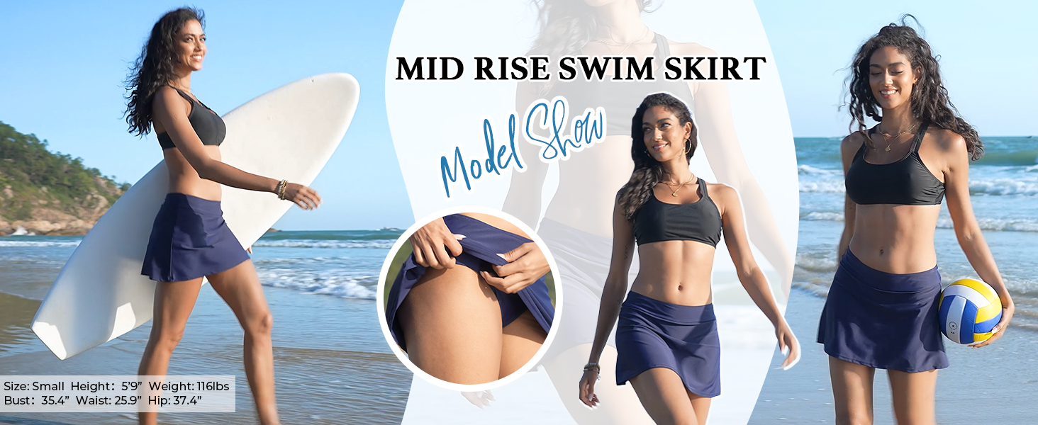 Amazon.com: Black Mid Rise Swim Skirt - 2025 Bathing Suit Skirt