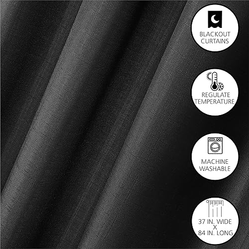 Miniatura 4 de Dearfoams Juego de 2 cortinas opacas de eficiencia energética, 37 x 84 pulgadas, color negro