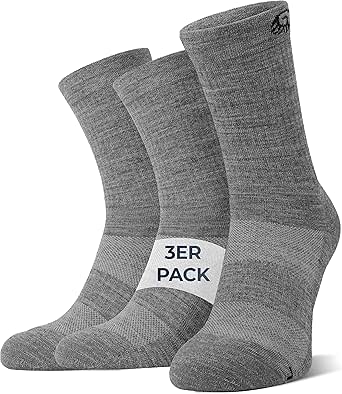 SockWaddles Merino Wandersocken 3er Pack - Atmungsaktiv & Blasenschutz Für Outdoor