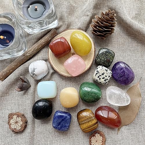 Miniatura 9 de YAFU HOME Juego de cristales curativos de chakras, caja de regalo, 8 piedras crudas, selenita naranja, amatista y cristal de rosa, con bolsa de