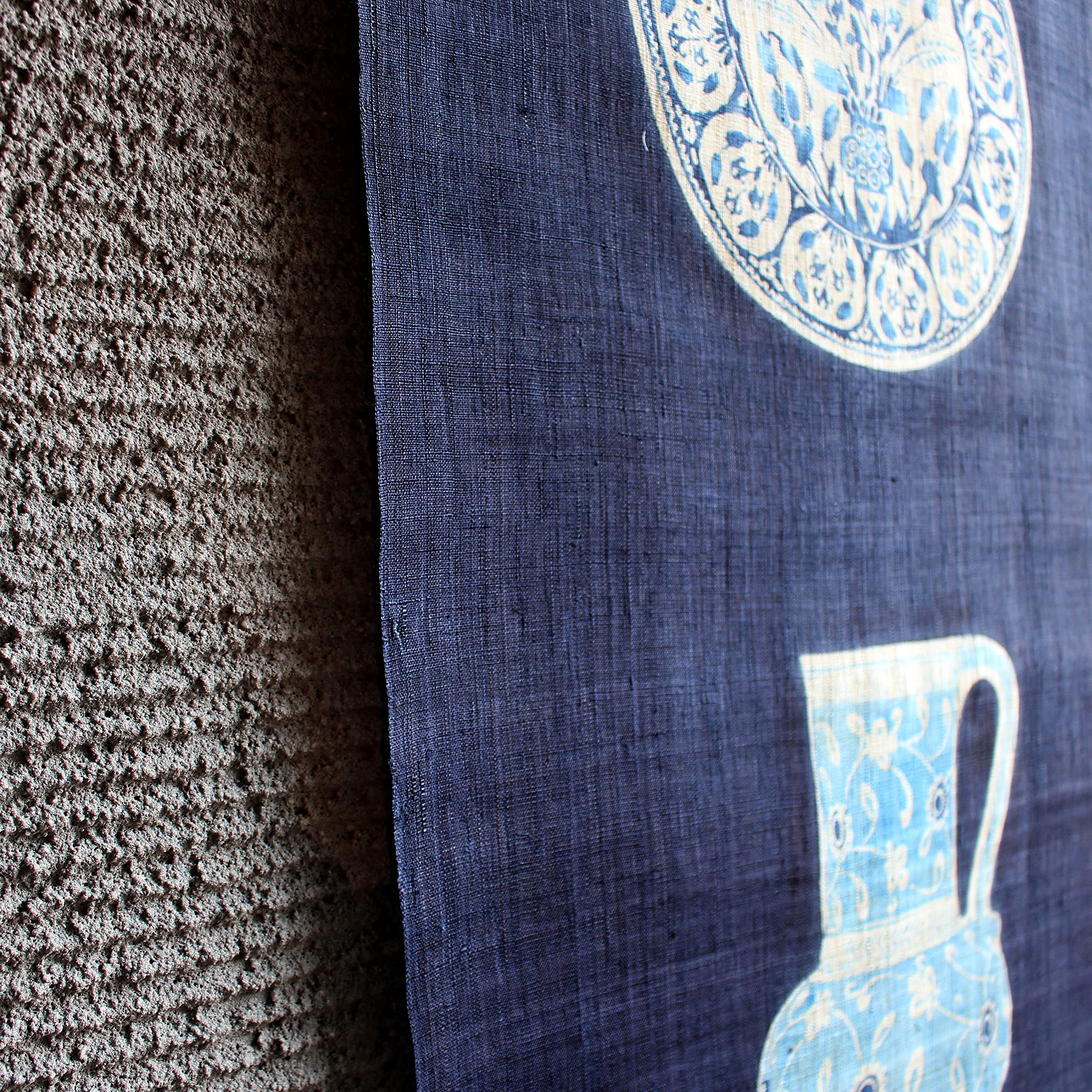 Amazon.co.jp: 本麻タペストリー IZNIK 藍 W45×H120cm 【職人が手染め