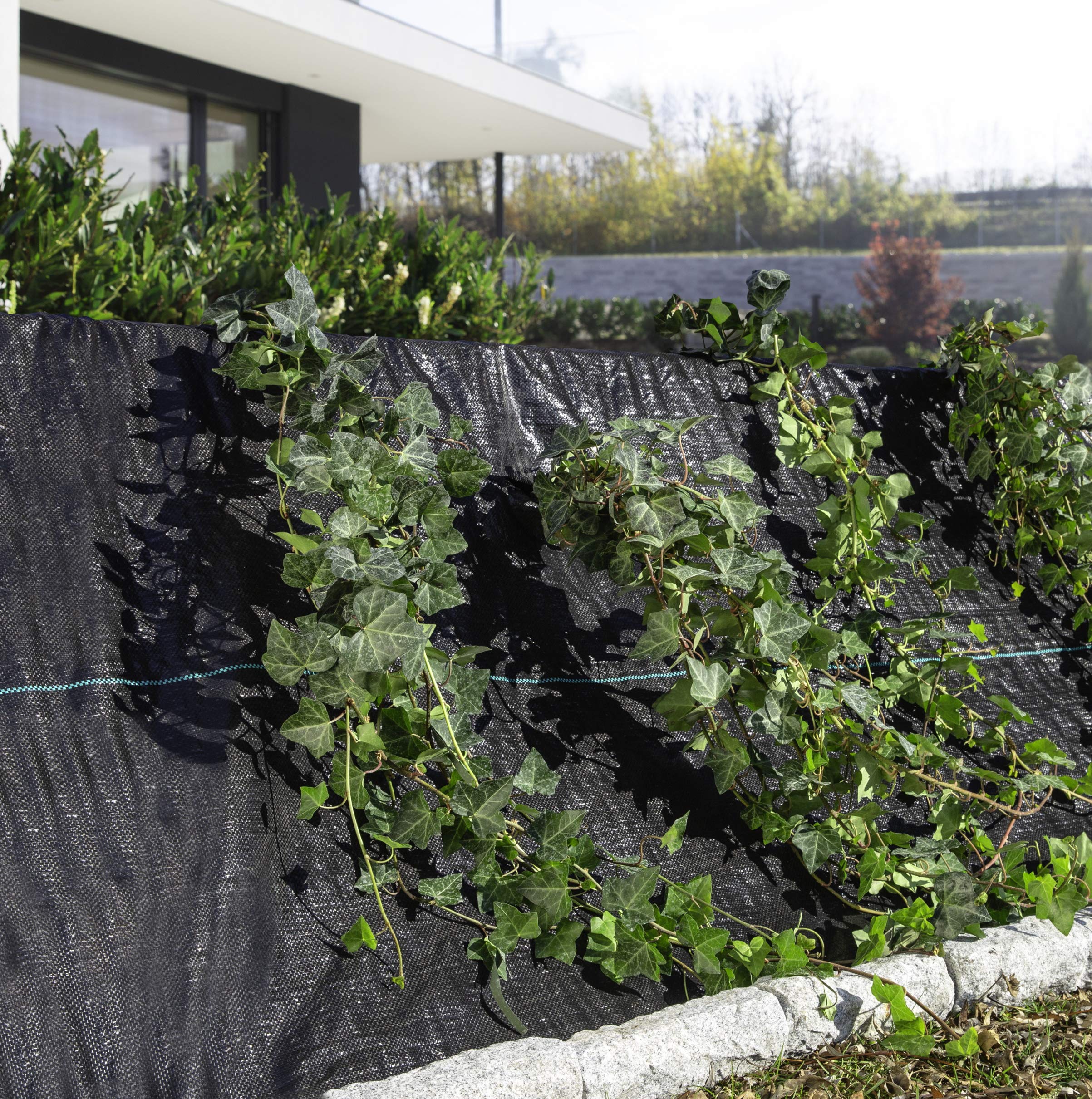 Windhager 06564 tkanina podłogowa przeciw chwastom, tkanina tasiemkowa, stabilizowana UV, 100 g/m², 25 x 2 m, czarna