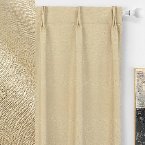 DriftAway Cortinas opacas plisadas de 96 pulgadas de largo para dormitorio, juego de 2 paneles de cortinas texturizadas de lino para sala de estar,