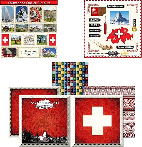 Miniatura 1 de Scrapbook Customs Kit de papel temático y calcomanías para álbumes de recortes, turismo en Suiza