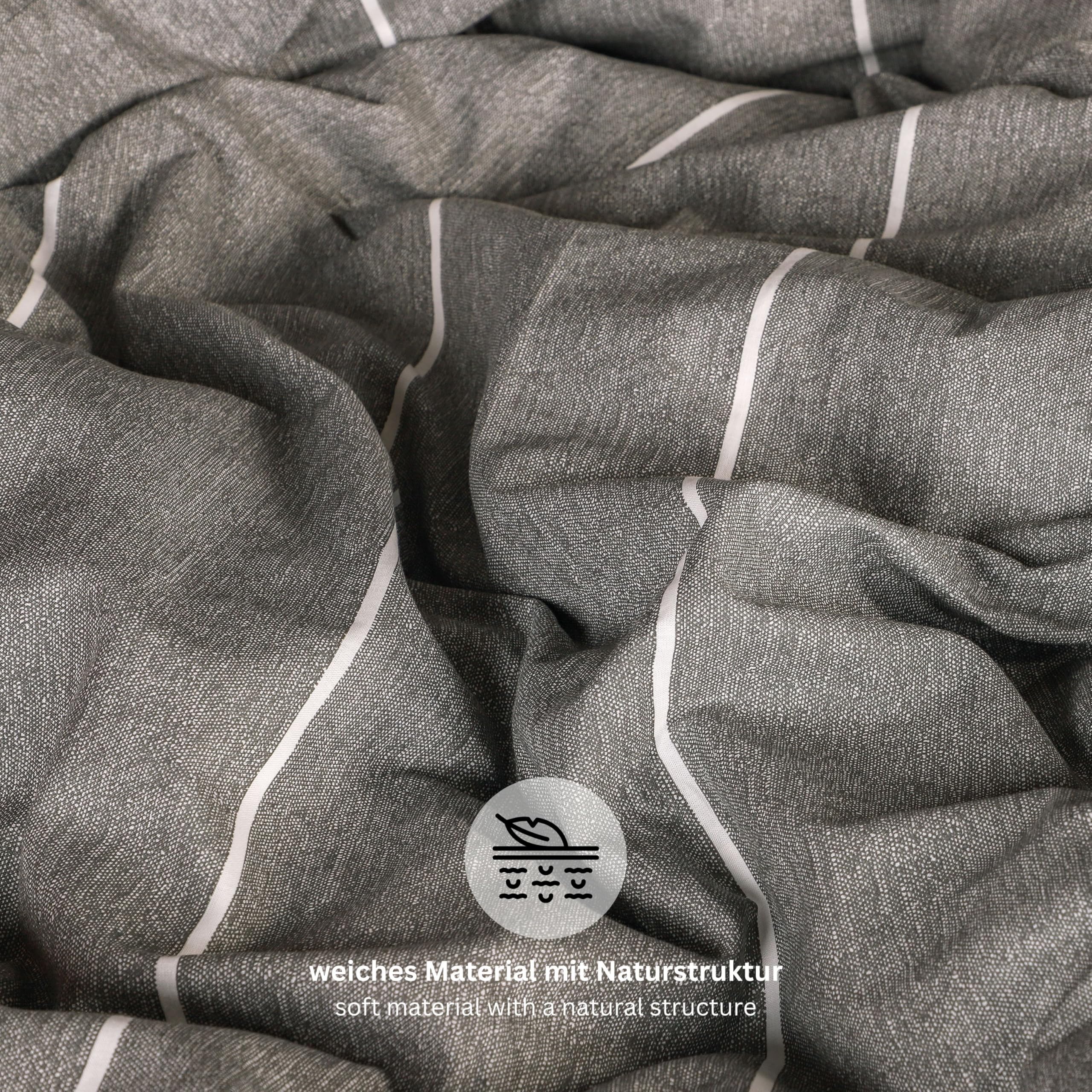 Esprit Home Premium Bettwäsche 135x200 Baumwolle 4teilig Anthrazit - Bettwäsche-Sets 4tlg bestehend aus 2 Bettwäschebezügen 135x200cm - inkl. 2 Kopfkissenbezug 80x80cm - Öko-Tex Zertifiziert