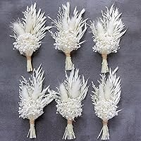 Vista 13 de Mini ramo de flores secas (paquete de 6), ramo de flores secas para centros de mesa de boda bohemia, hierba de pampas seca. (Blush)