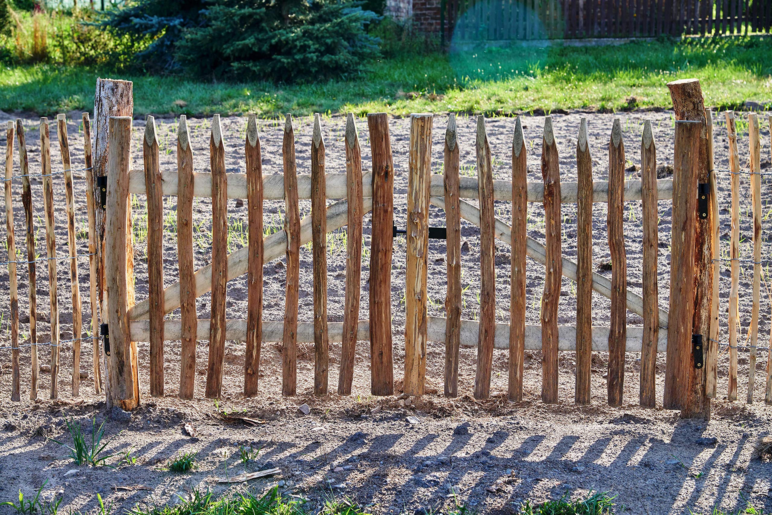Gartentor Zauntor Haselnuss Staketenzaun Gartenzaun Garten Tür Holztor Hof Tor Zauntor für Staketenzaun Höhe 50cm (V11-50)