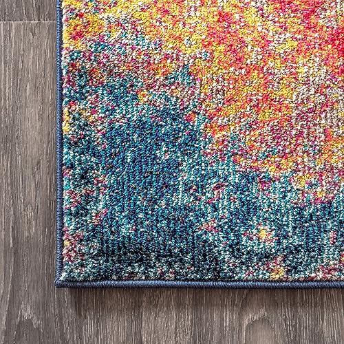 Miniatura 8 de JONATHAN Y Alfombra abstracta moderna para interiores, color cremaazul, 3 x 5, contemporánea POP, transicional, fácil limpieza para sala de estar,