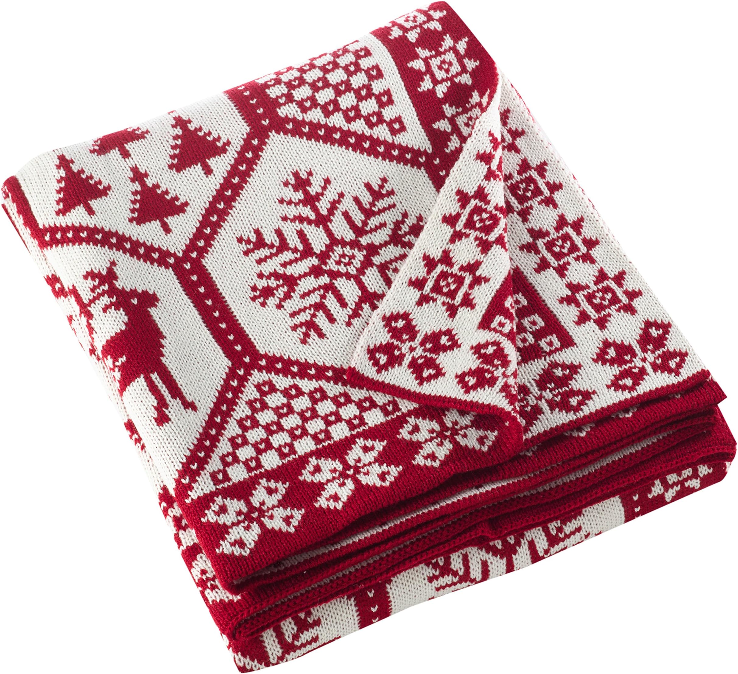SARO LIFESTYLE Christmas Knit Throw Blanket, 50"x60", Red