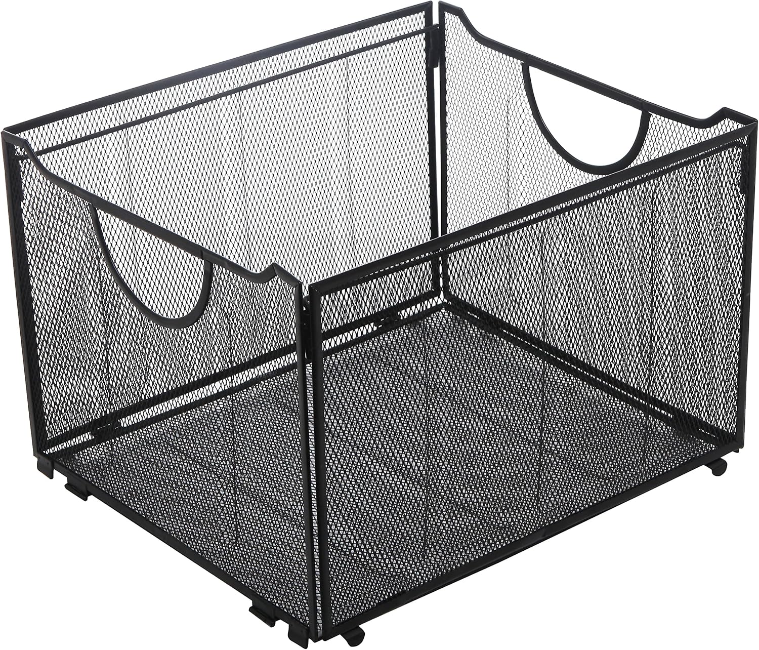Modern Black Metal Mesh File Box/Foldable Storage Crate/Home Office Folder Holder Organizer Rack