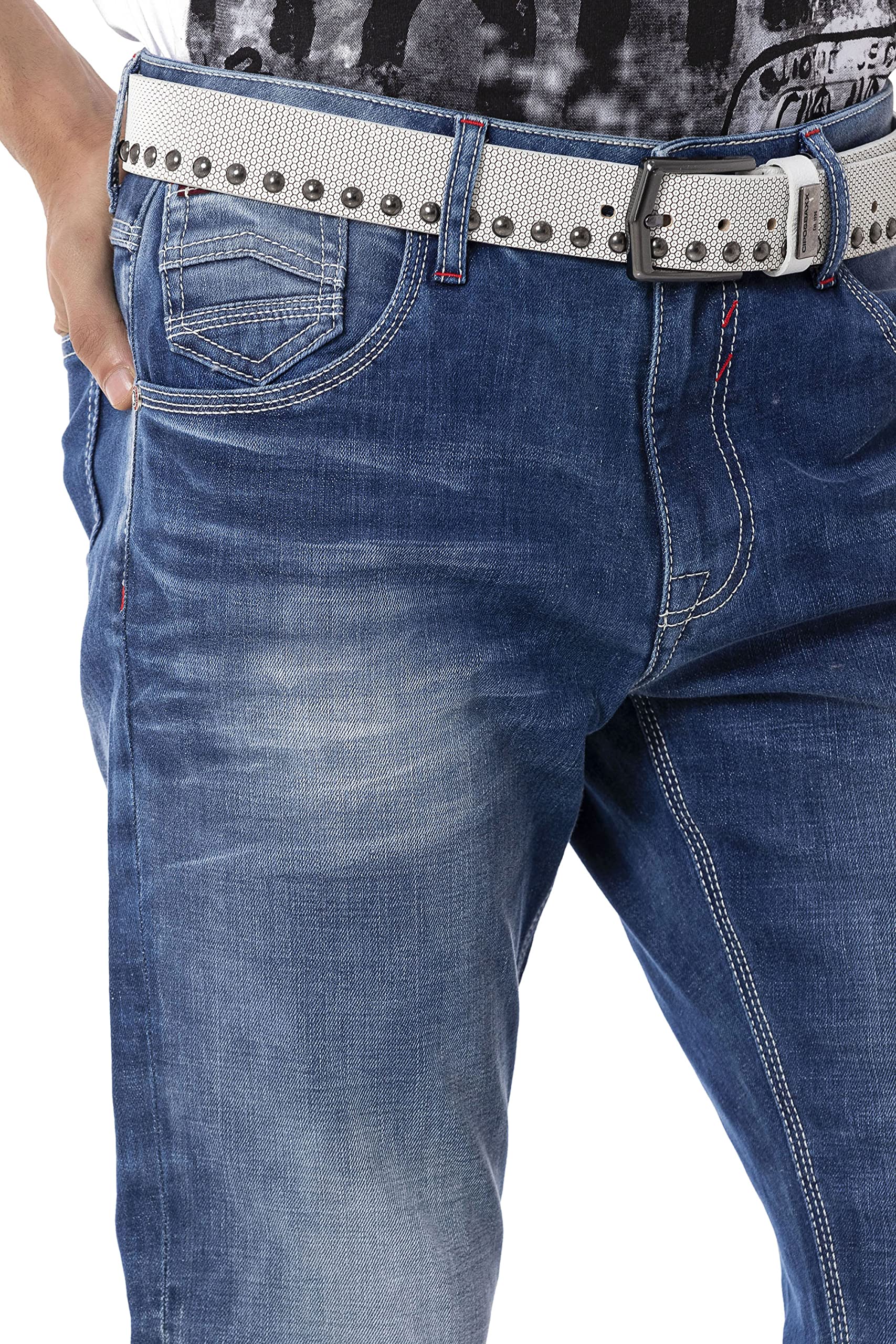 Cipo & Baxx Pantalones vaqueros para hombre, ajustados, elásticos