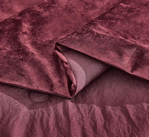 Miniatura 6 de Chezmoi Collection Lux - Juego de edredón de terciopelo burdeos de 3 piezas, tamaño King, juego de ropa de cama de terciopelo de felpa exuberante
