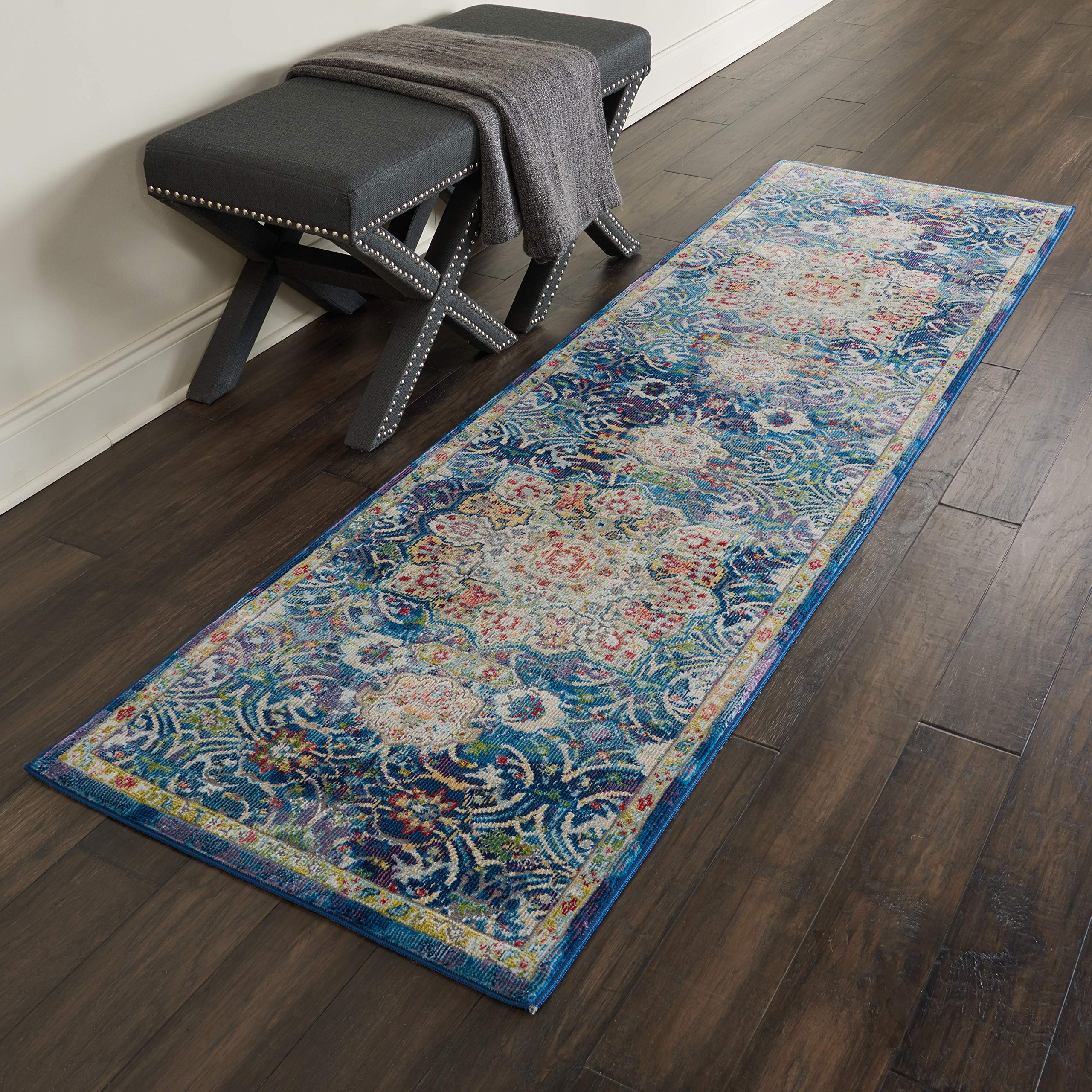 Rugs Direct Rug, 90% POLYPROPYLENE, 10% POLYESTER, Blue, 61cm x 183cm