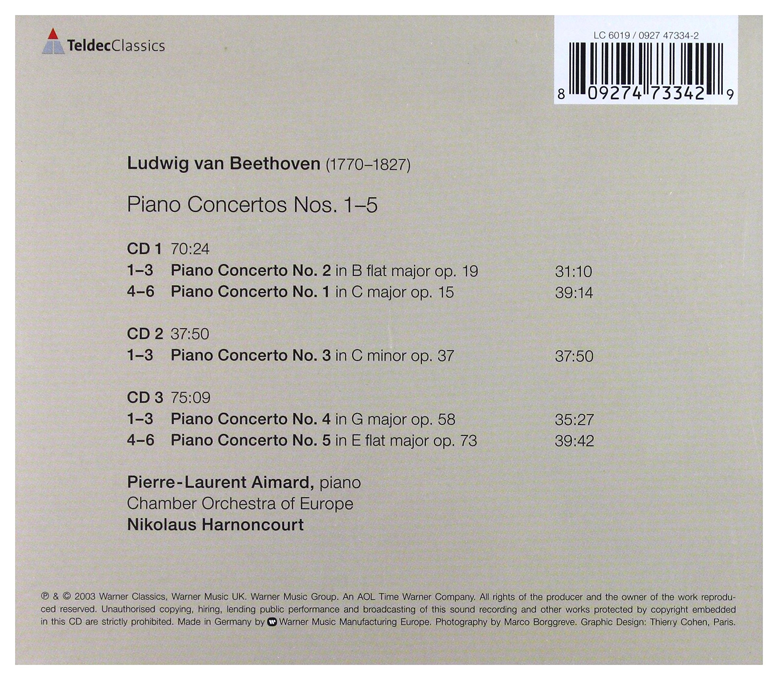 Beethoven: Klavierkonzerte 1-5