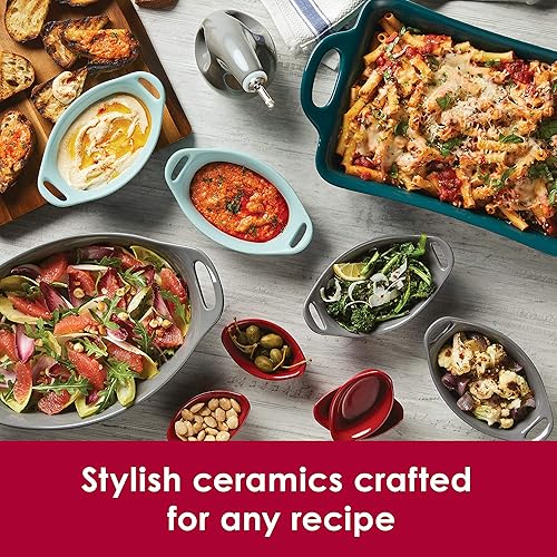 Miniatura 7 de Rachael Ray Solid Glaze Ceramics - Juego de utensilios para hornear y hornear (2 piezas, color rojo)