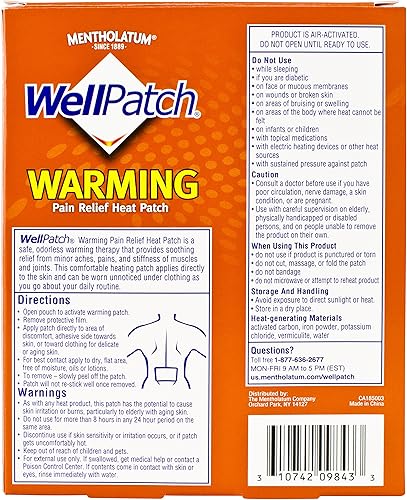 Miniatura 4 de WellPatch Parche térmico para aliviar el dolor, 4 parches grandes, 5 x 4 pulgadas (5.1 x 3.9 in) cada uno