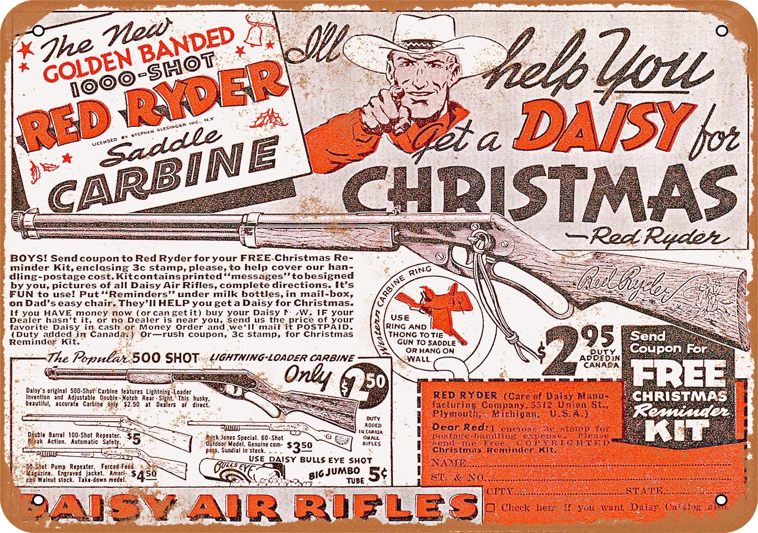 1940 Daisy Red Rider Bb Gun Metal Tin Sign 8x12 inches