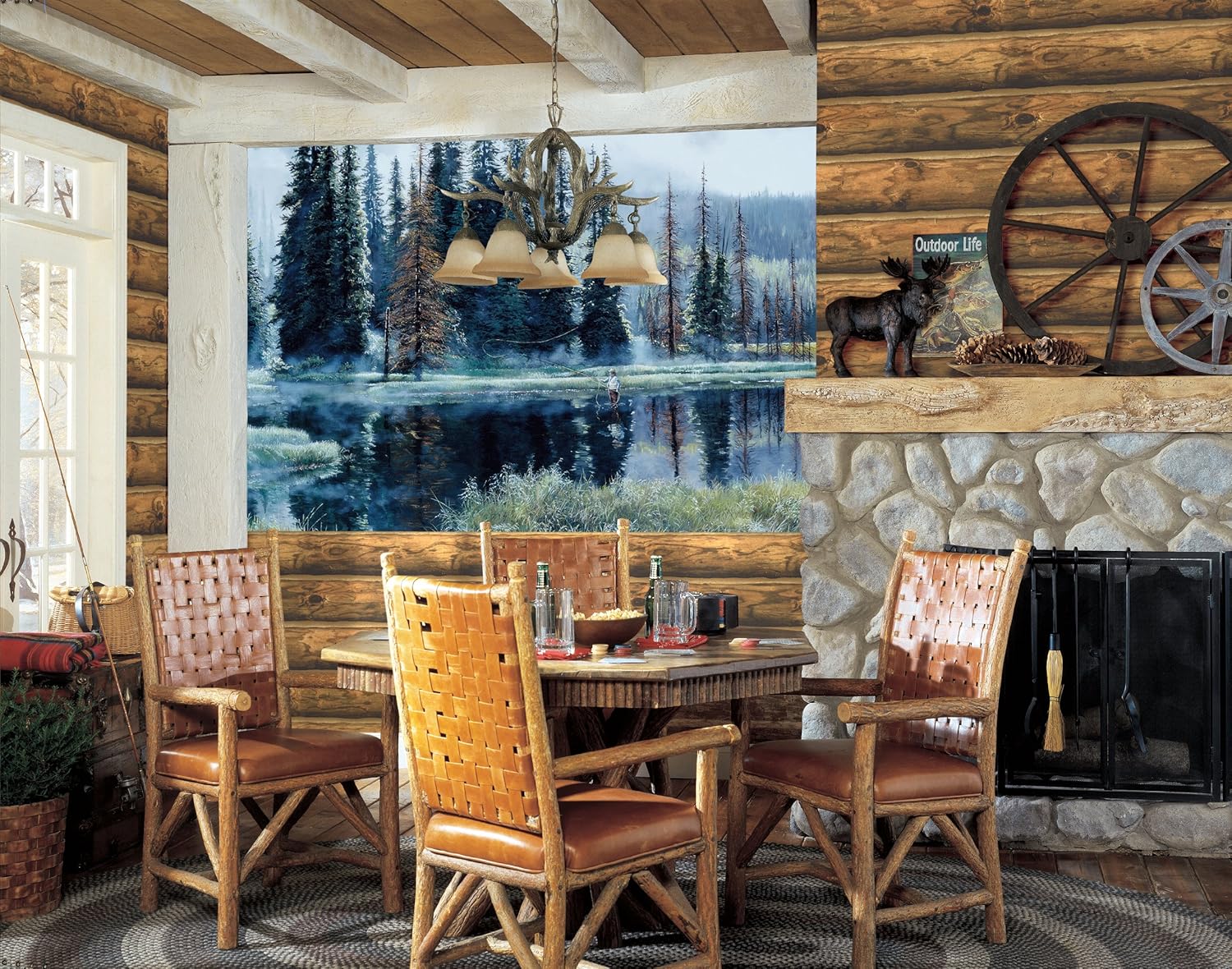 RoomMates York Wallcoverings Lake Forest Lodge UR2021M Heaven On Earth Mural, Multi