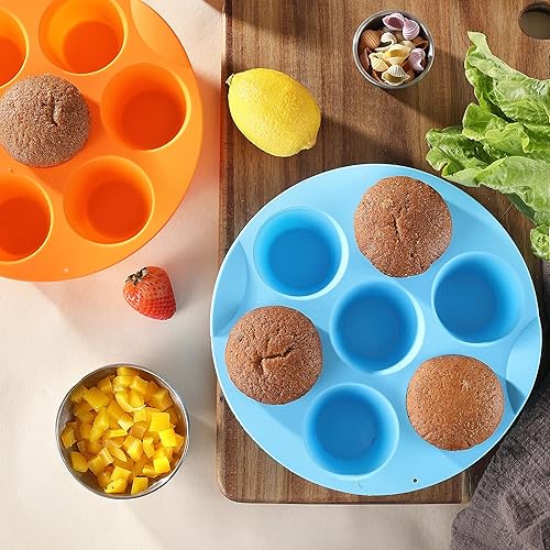 Miniatura 7 de 2 Pack Silicone Egg Bite Molds, Food Grade 7-Cups Air Fryer Muffin Pan for Baking Mini Muffins, Egg Bite, Tart, Mini Cupcake and Quiche, Nonstick