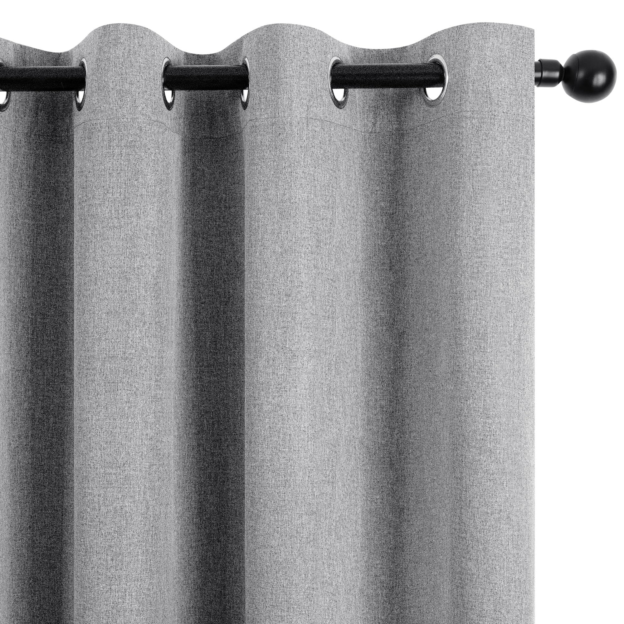 Deconovo Double-sided Faux Linen Full Blackout Curtains Soft Energy Saving Eyelet Thermal Grey Curtains for Bedroom, W46 x L54 Inch, Dark Grey, One Pair