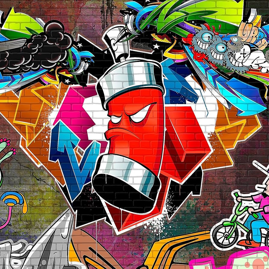 Runa Art Tableau Décoration Murale Graffiti Street Art 120x80 Cm - 3 Panneaux Deco Toile Prêt à Accrocher 401931a - Maison