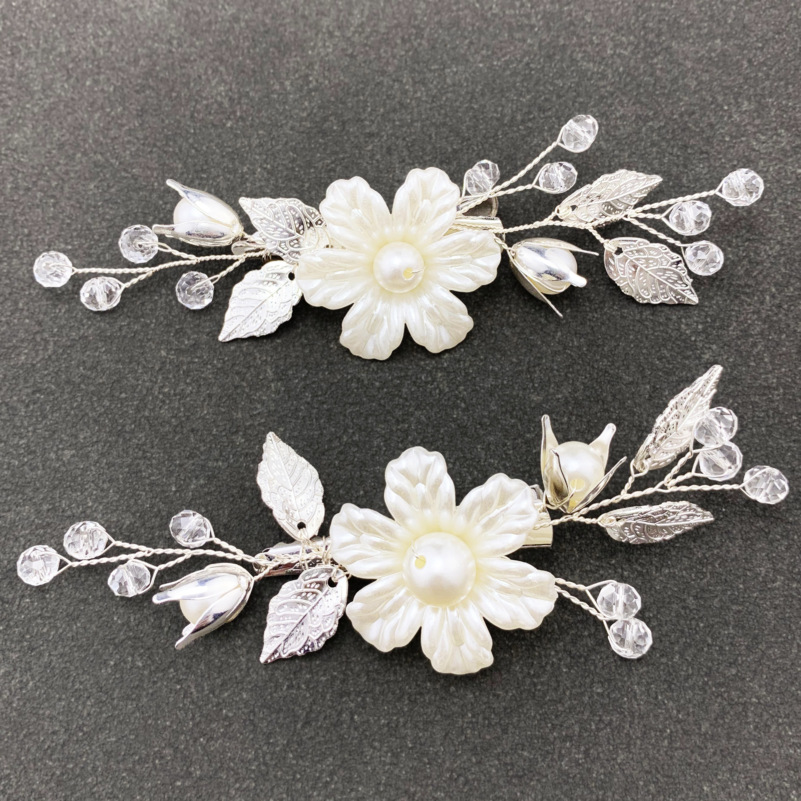 Amazon.com : PRETTYLIFE Pearls Flower Hair Clips 2pcs Bridal Ivory