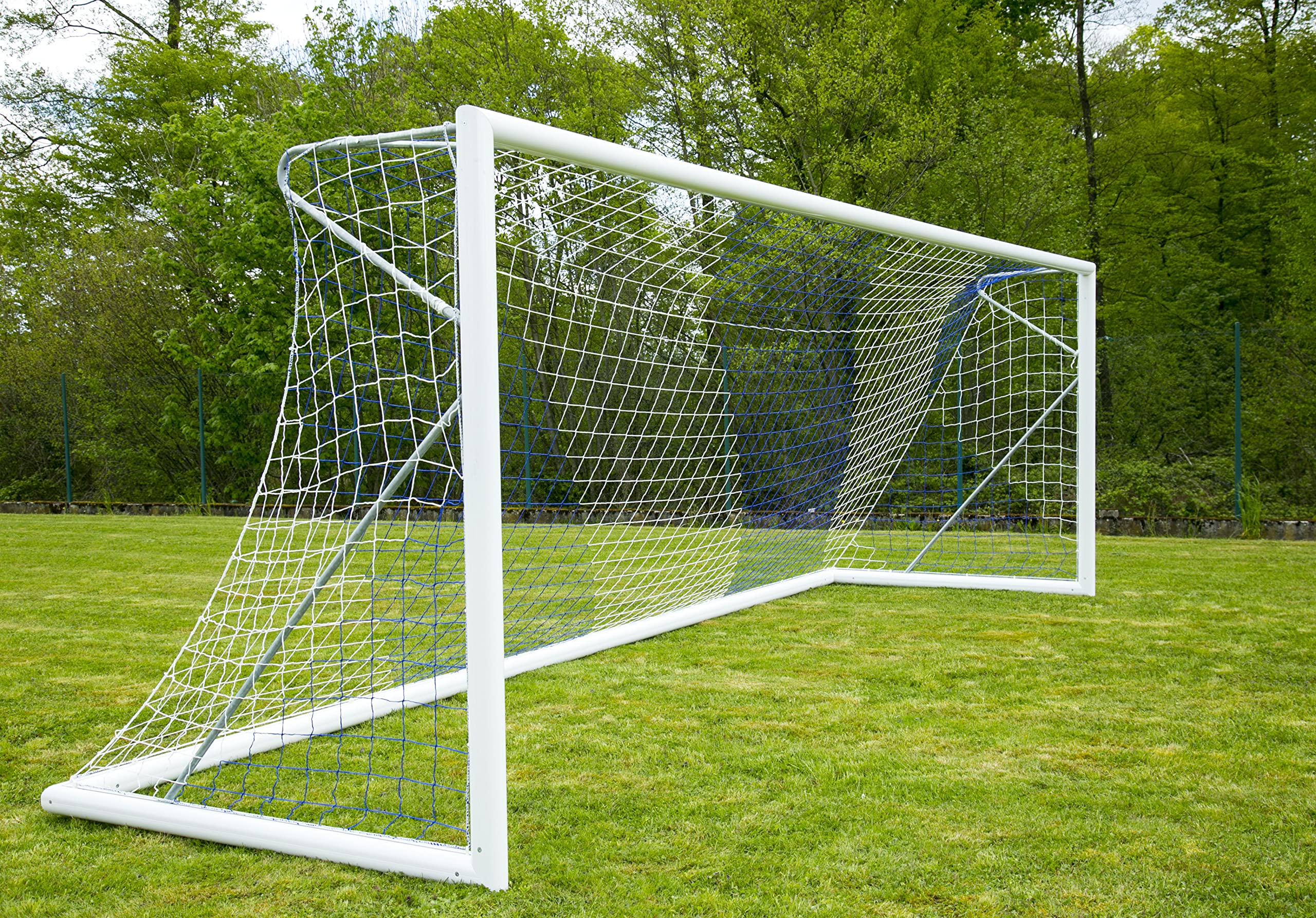 TORNETZ - Fußball - 7.32 x 2.44 x 0.8 x 2m - 3mm - Weiß oder Weiß/Blau