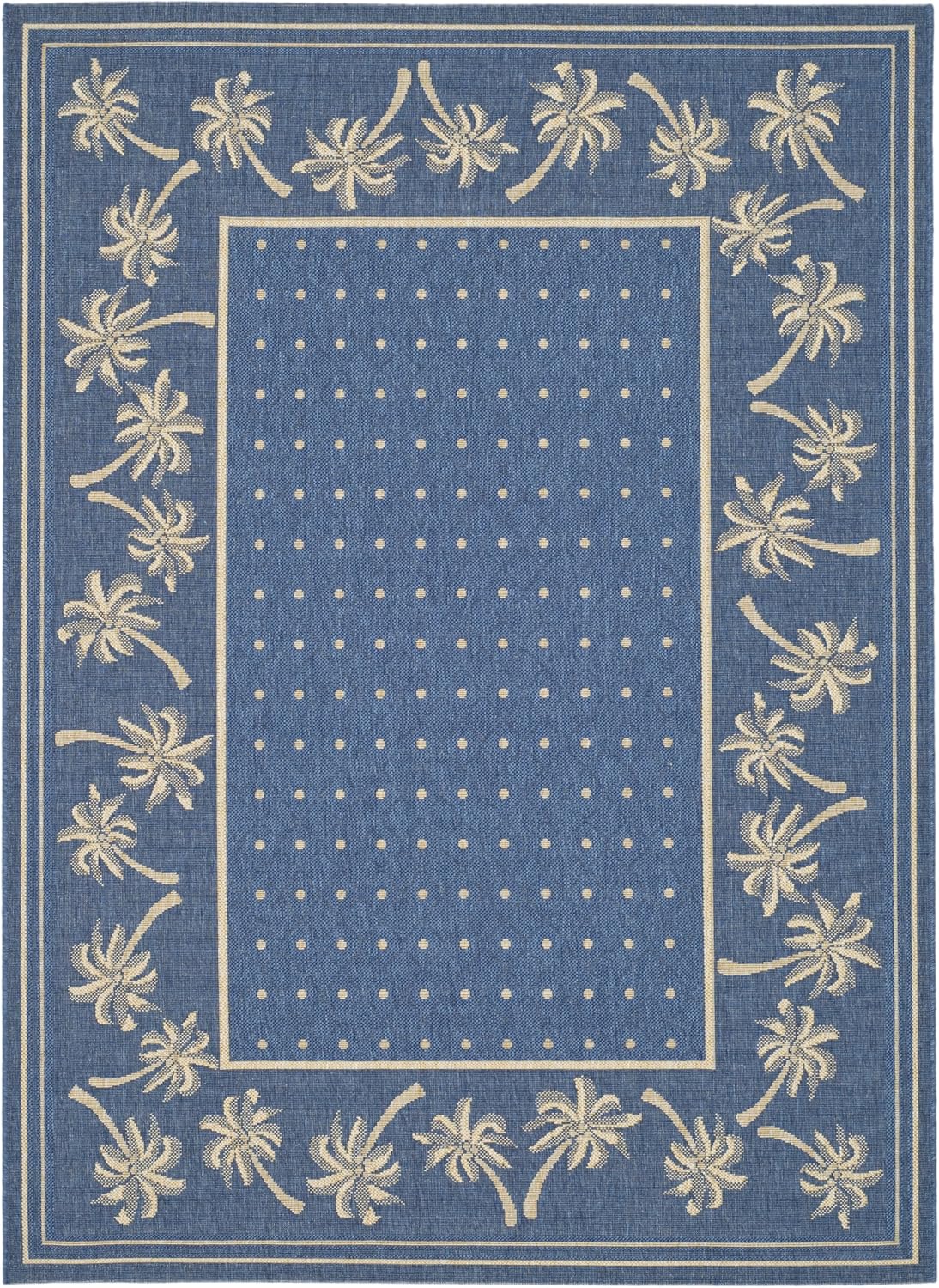 Blue Rectangular Synthetic Floral Outdoor Area Rug