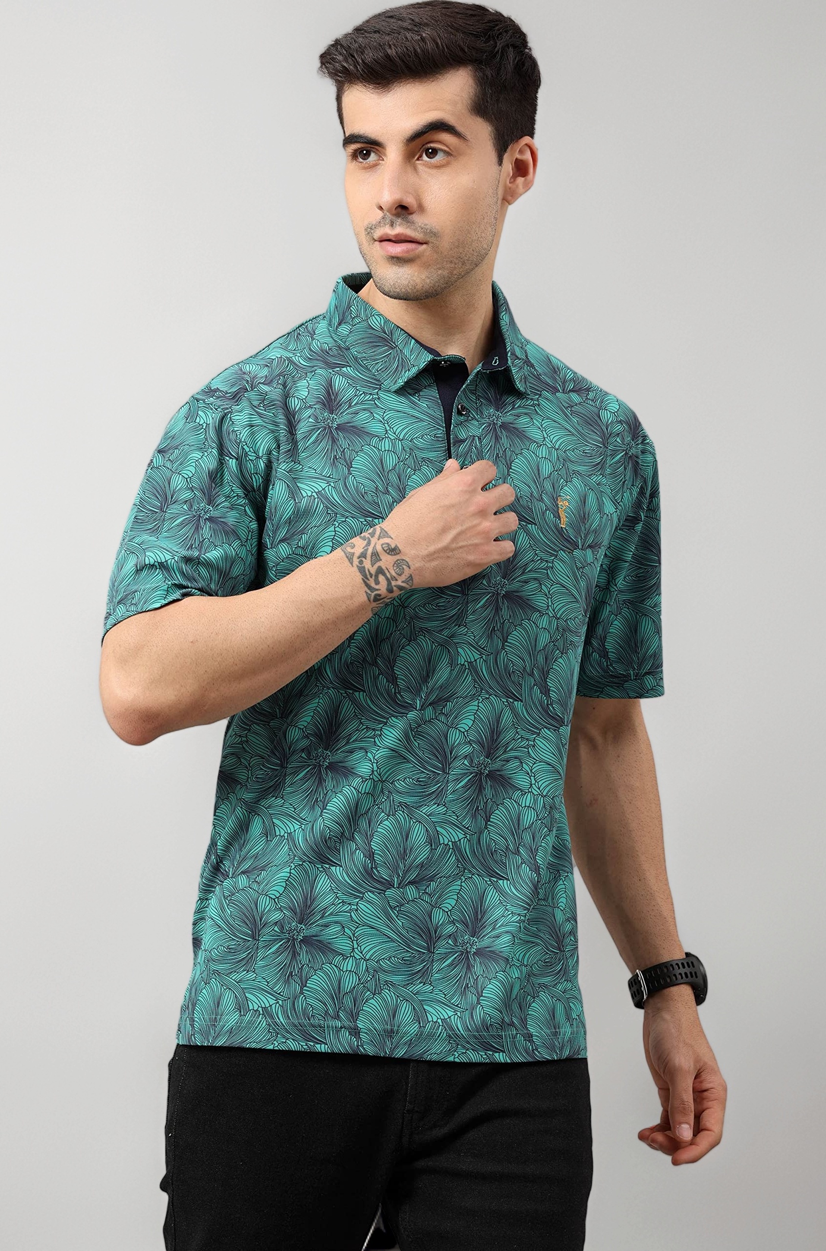 Men's Premium Printed Polo T-Shirt | Wrinkle Free | Quick Dry | Breathable | Stretchable | Regular Fit