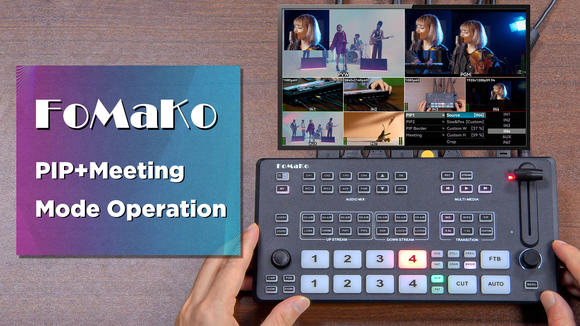 FoMaKo M5 Mélangeur Vidéo HDMI 4K, écran LCD Full HD 10,1 Pouces, 5 Canaux De Diffusion En Direct, Entrée 4K 60 IPS, Sortie 1080p 60 IPS, Prise En Charge Du Contrôleur PTZ