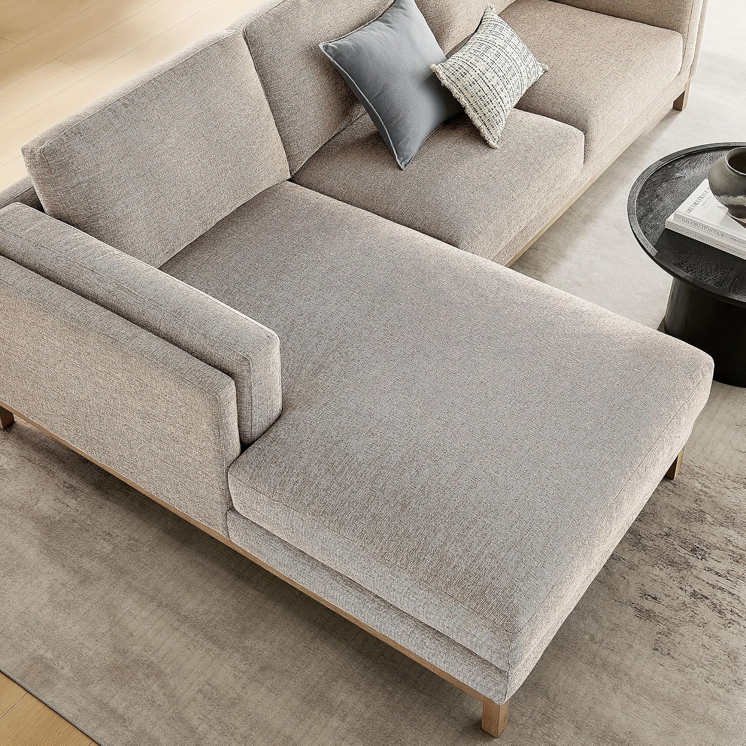 Modway Roscoe Left-Facing Sectional Sofa with Chaise in Pewter - 2-Piece Mélange Chenille Fabric Deep Seat Couch, L Shaped Modular for Living Room or Lounge