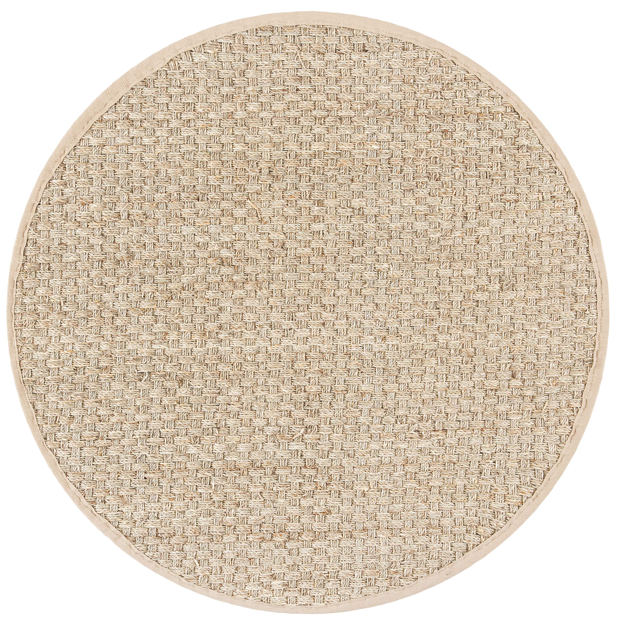 SAFAVIEH Natural Fiber Round Rug 3', Textured Natural & Beige NF114A