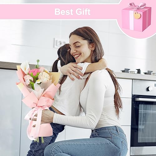 Miniatura 4 de Ramo de flores de clavel de punto, 8 piezas, flores tejidas para decoración, kit de ganchillo para el día de la madre, cumpleaños, boda, regalo del