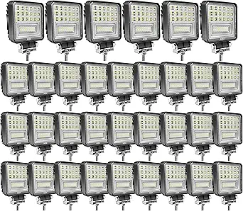 4.5INCH LED Light Bar MUVKQC 126W LED Pod Lights 12V 24V Square Off Road Light Fog/Driving Lights for Service Tow Truck ATV UTV RV RZR Boat Pickup Golf Cart Snow Blower Mower (30pcs)