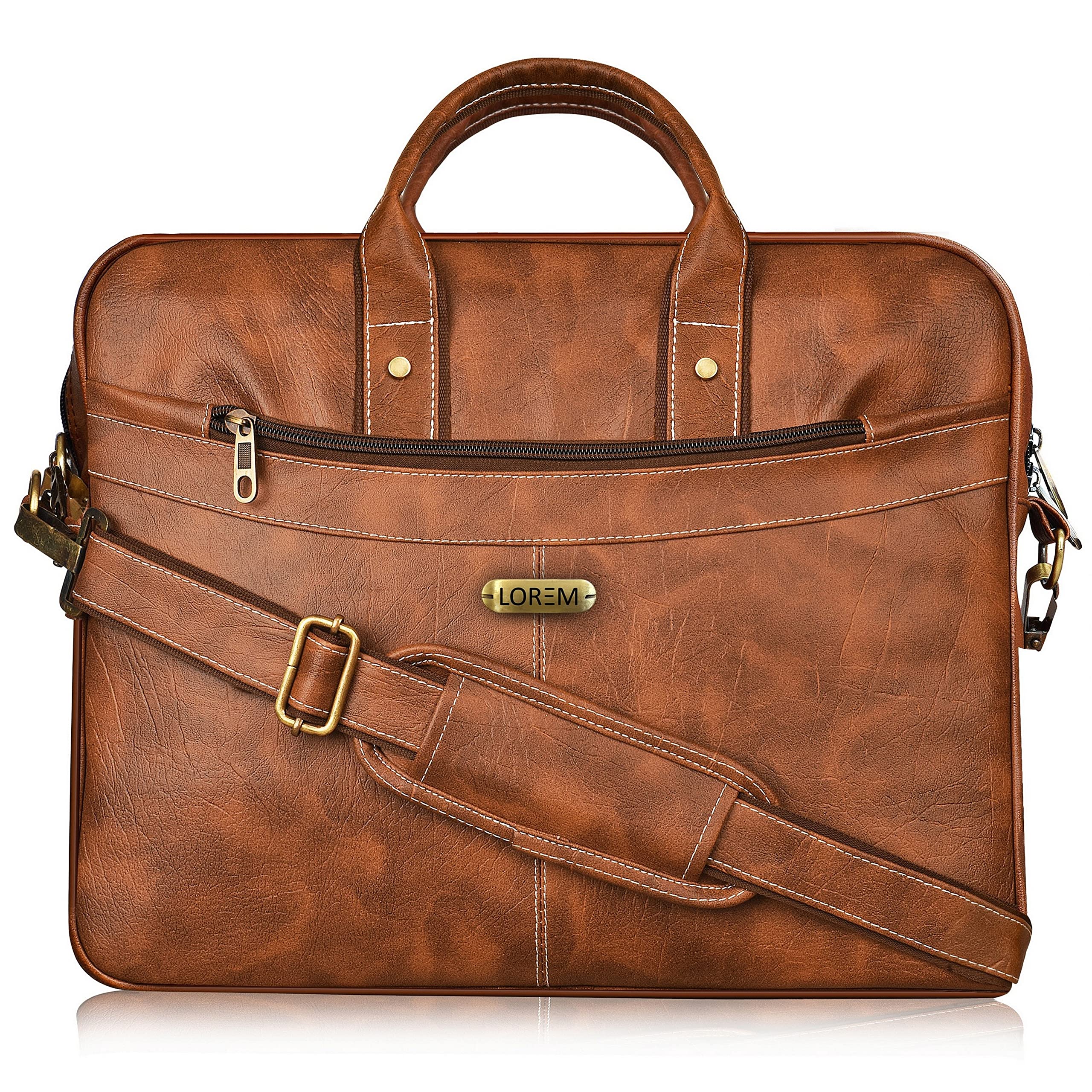 LOREM Tan Faux Leather 10L Laptop Messenger Bag for Men & Women BG14-UFBG (B0B58LDT2Z) Amazon Price History, Amazon Price Tracker