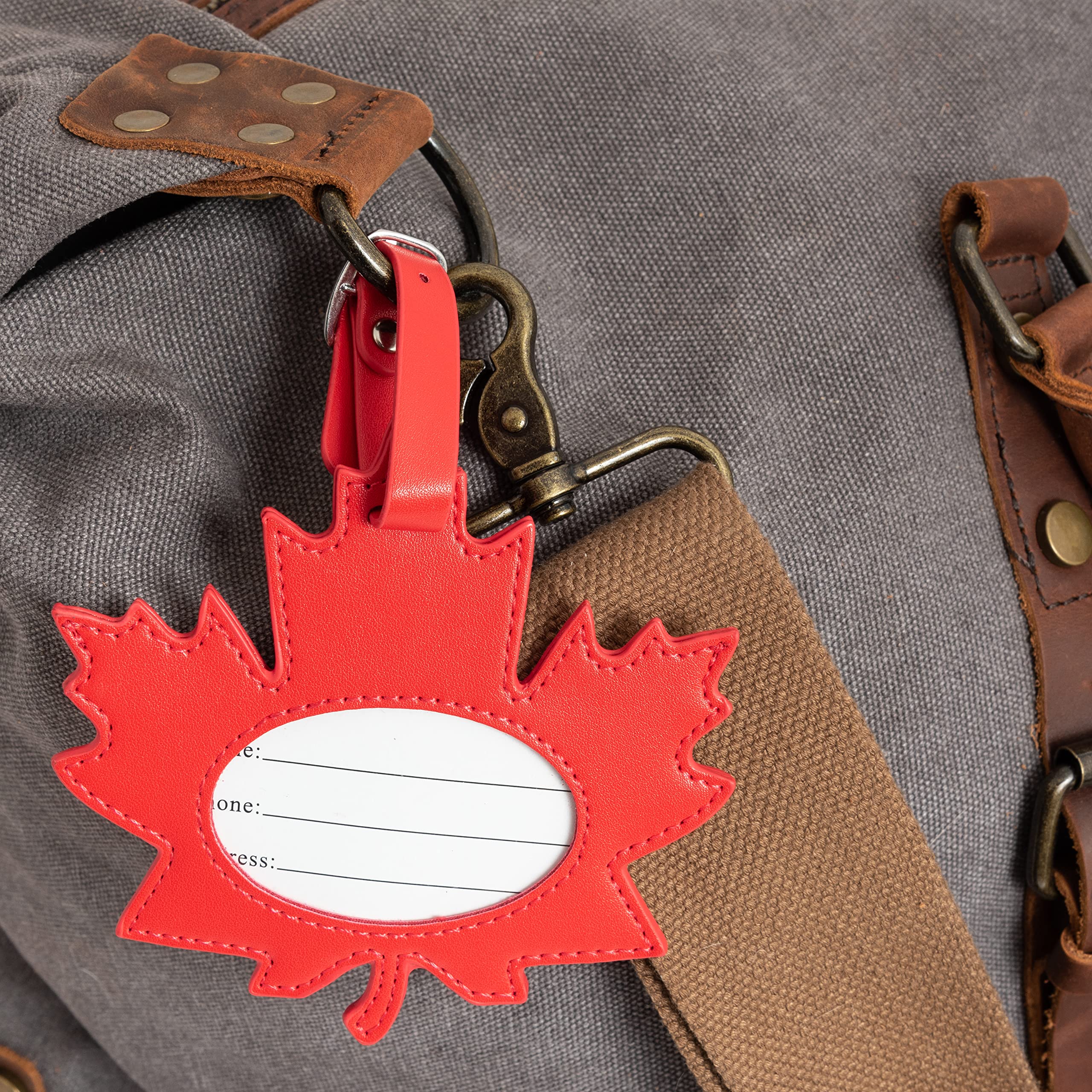 Canada Faux Leather Maple Leaf Luggage Bag Tag Flag : Amazon.in