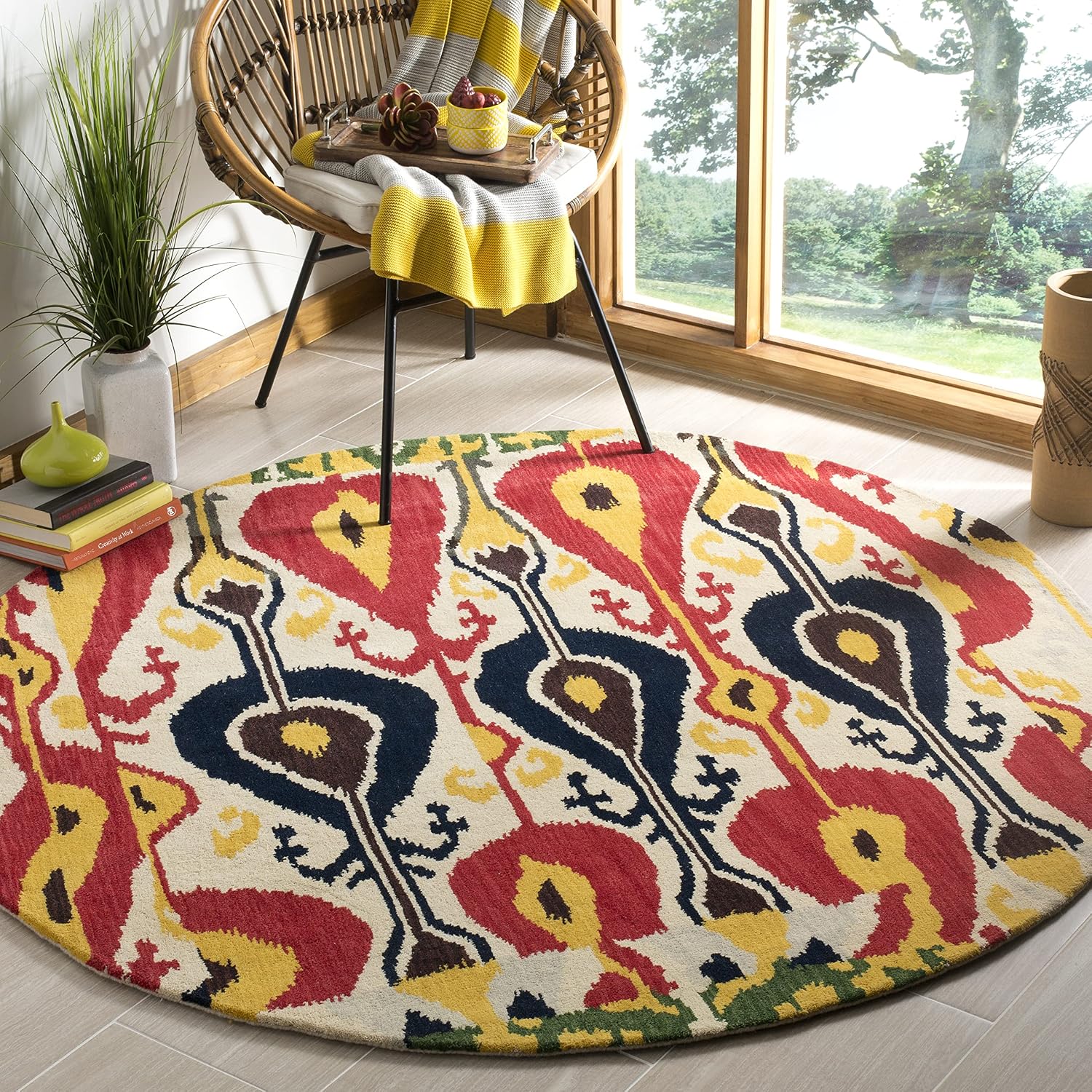 SAFAVIEH Ikat Collection Runner Rug - 2'3" x 12', Blue & Green, Handmade Wool, Ideal for High Traffic Areas in Living Room, Bedroom (IKT222B)