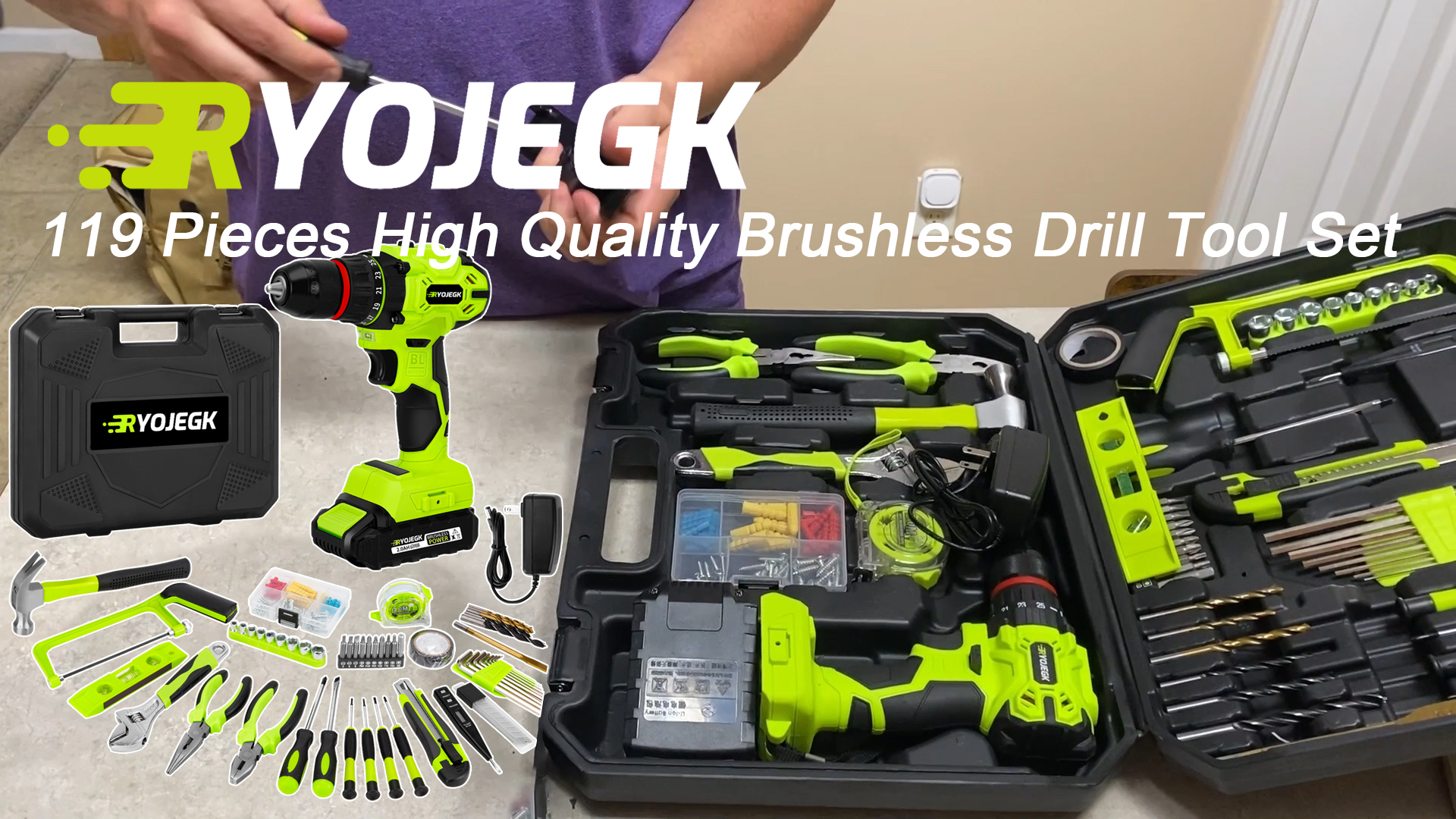 【RYOKI】くま　BMSG Amazon.com: RYOJEGK Home Tool Set with Brushless Drill, 20V 119PCS