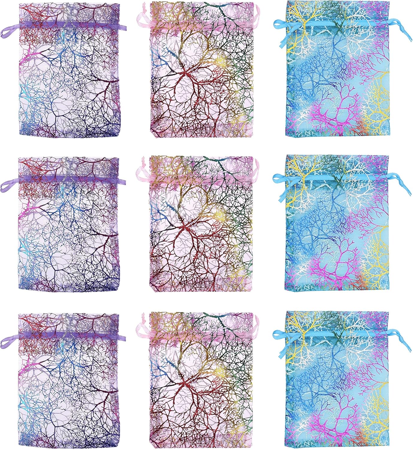 Bеѕt Cуbеr Dеаlѕ 🔥 Outdoorfly 100PCS Organza Jewelry Gift Bag 4x6 Inches Purple Blue Pink with Drawstring Favor Pouches Bags for Wedding Party Baby Shower Seashell Sample Candy Small Bags(Mixed Coralline)