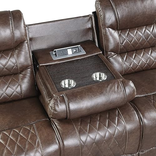 Miniatura 6 de Lexicon Noura - Juego de sofá reclinable eléctrico de 3 piezas color marrón