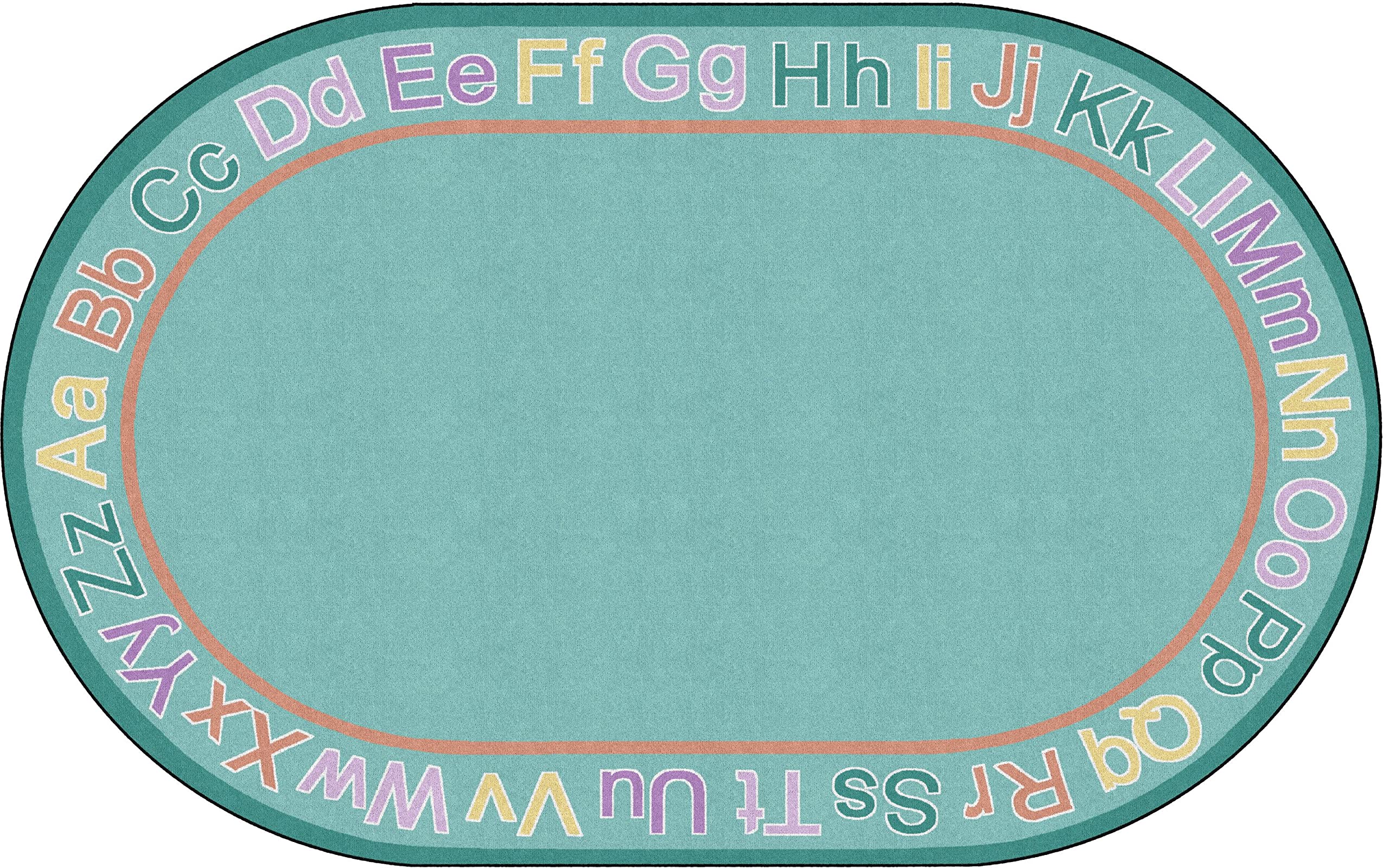 Flagship Carpets Know Your ABCs Educational Oval Area Rug for Home Learning or Classroom Mat, Kids Room or Playroom Carpet, 7'6