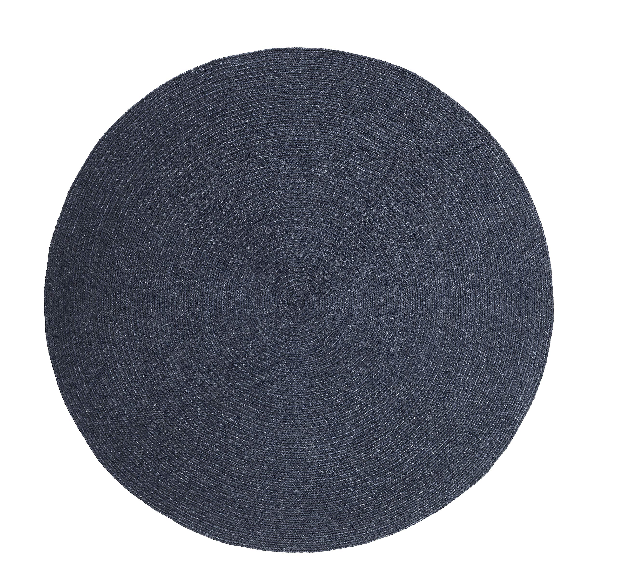 SUPERIOR Reversible Braided Indoor/Outdoor Area Rug, 4' Round, Denim Blue