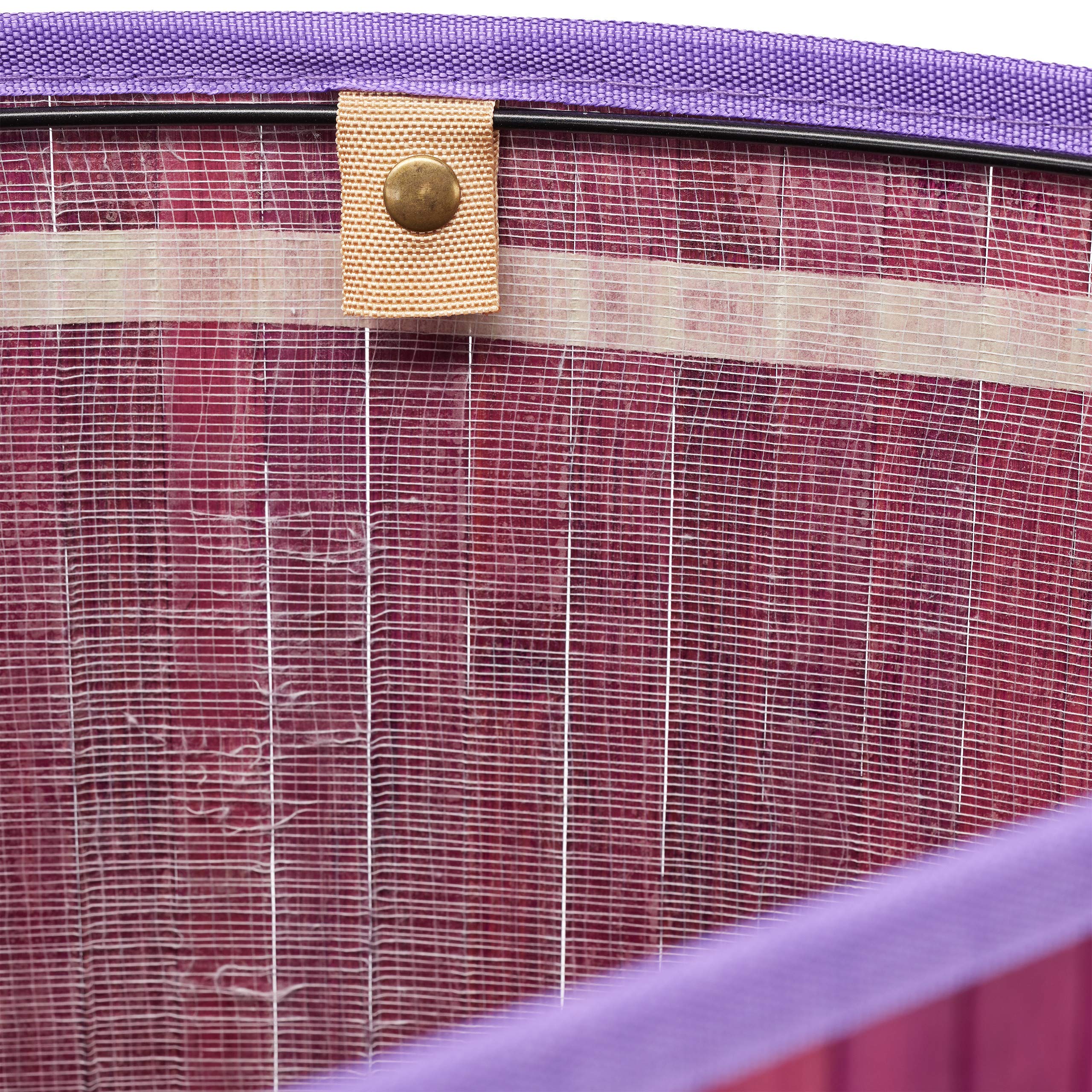 Relaxdays Eckwäschekorb Bambus, Faltbare Wäschebox 60 l, platzsparend, Wäschesack Baumwolle, 65 x 49,5 x 37 cm, violett