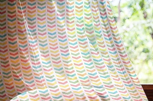 Ambesonne Arrow Tulle Curtains with Rod Pocket, Illustration of Colorful Repetitive Arrows Pointing Downwards on a Plain Background, Sheer Drape for