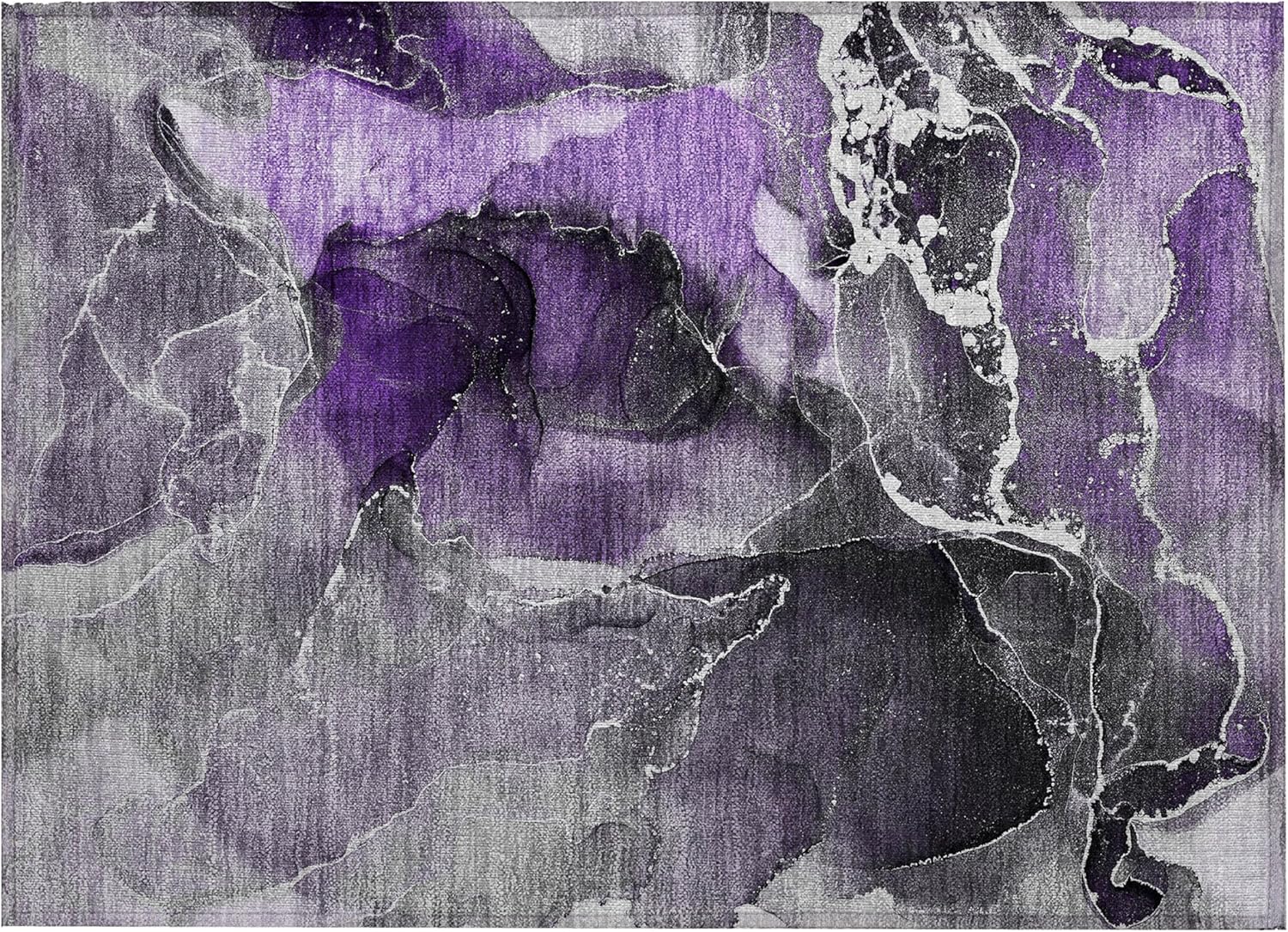 Addison Rugs Chantille ACN503 Purple 1'8" x 2'6 Indoor Outdoor Area Rug, Stain Resistant, Machine Washable, Non Shedding, Bedroom, Living Room, Dining Room, Kitchen Rug