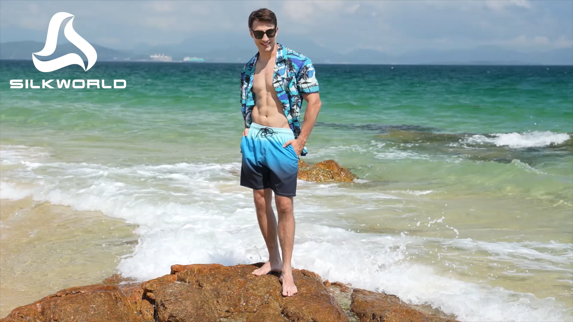 SILKWORLD Swim Trunks Men Quick Dry 2 in 1 Swim Shorts Men with