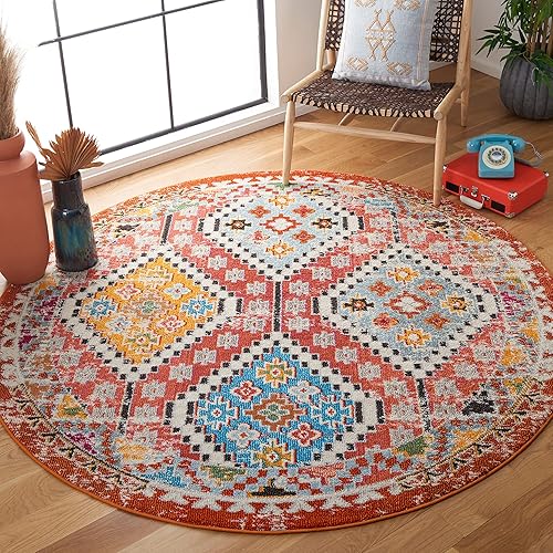 Vista 240 de Safavieh Madison Collection MAD418F - Alfombra de área con diamantes, Polipropileno, Azul Oscuro/Amarillo