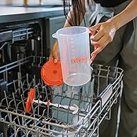 Vista 9 de Dr. Brown's Jarra mezcladora de fórmula para bebés con tapón ajustable, tapa de bloqueo y boquilla antigoteo, 32 onzas, sin BPA, naranja