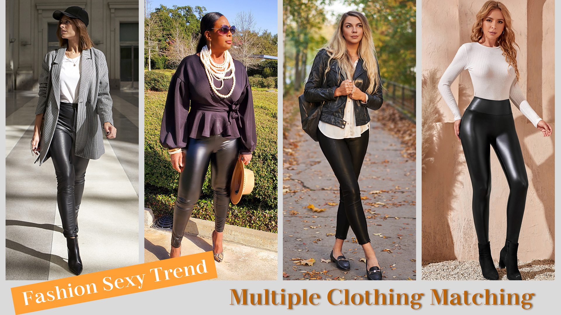 Leggings In Pelle Sintetica Donna - Vita Alta Push Up Effetto Modellante Sexy - Foto 4