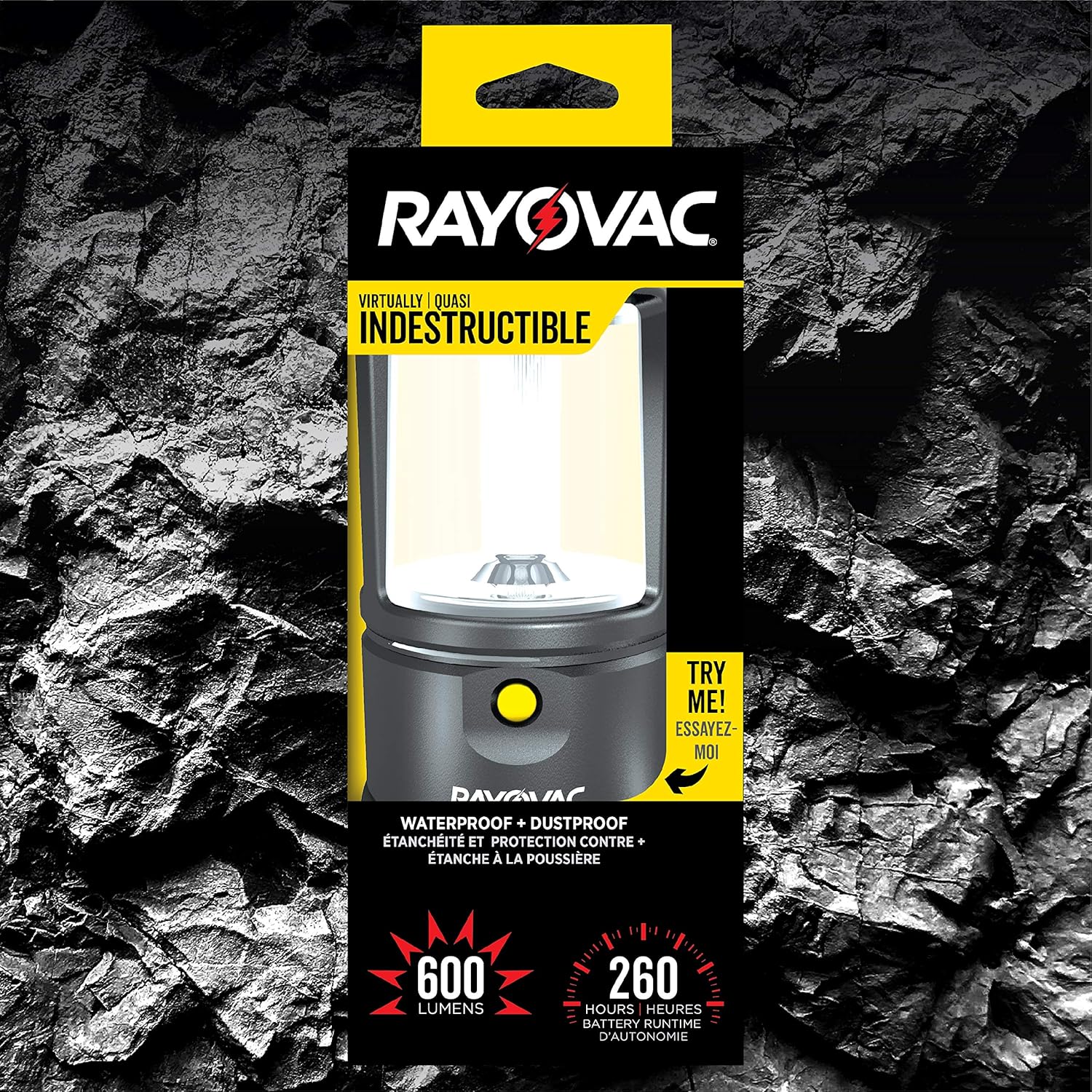 Rayovac - DIYLN3D-BA Virtually Indestructible LED Camping Lantern Flashlight, 600 Lumens Battery Powered LED Lanterns for Hurricane Supplies, Survival Kit, Camping Accessories, IP67 Waterproof - - 